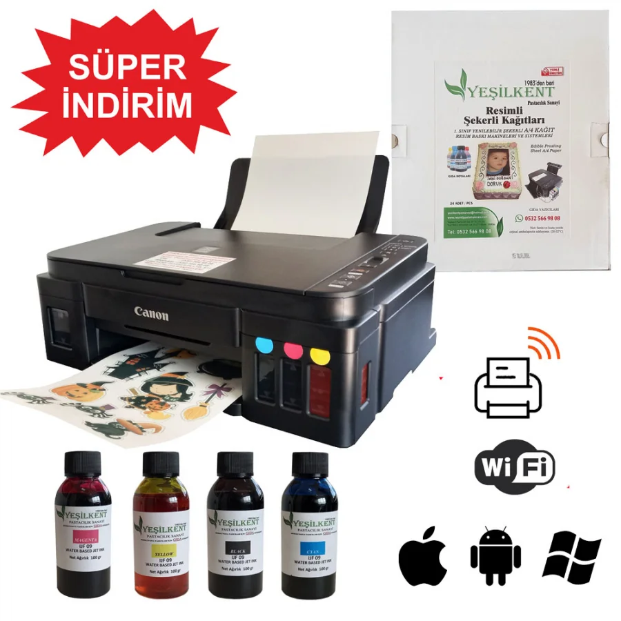 TAM TAKIM | Wi-Fi + Tarayıcı + Fotokopi Renkli Resimli Pasta Makinesi